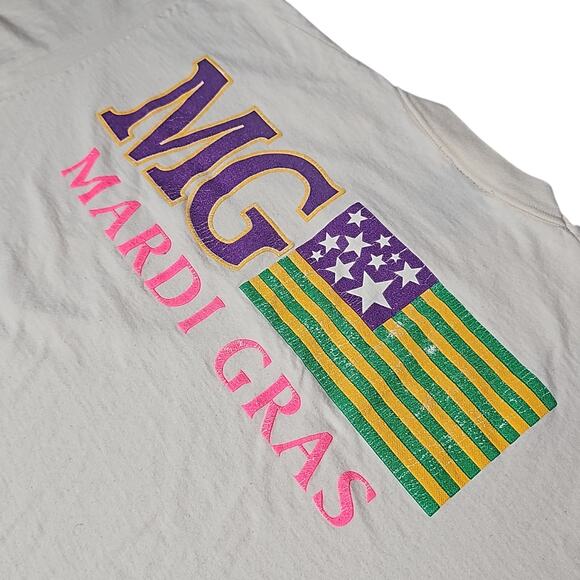 Vintage Tees Unlimited Mardi Gras T Shirt Mens XXL White Single Stitch USA - Picture 2 of 10